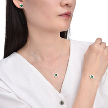 Cargar imagen en el visor de la galería, Juego de Corazón Verde con Pulsera Plata 925
