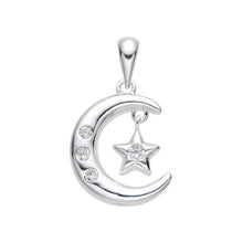 Cargar imagen en el visor de la galería, Cadena con Dije Luna con Estrella en Plata 925
