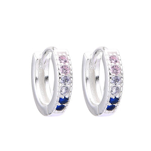 Argollas Huggies de Colores 12mm en Plata 925