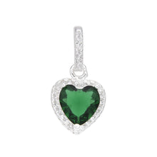 Cargar imagen en el visor de la galería, Cadena con Dije de Corazón Verde  9x10mm en Plata 925
