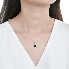 Cargar imagen en el visor de la galería, Cadena con Dije de Corazón Verde  9x10mm en Plata 925
