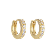Cargar imagen en el visor de la galería, Argollas Huggies 9mm Modelo Rossy en Plata 925 con Baño de Oro
