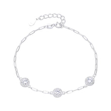 Cargar imagen en el visor de la galería, Pulsera Paper Clip con Puntos de Luz Blancos En Plata 925
