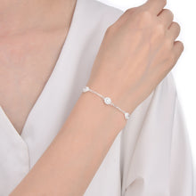 Cargar imagen en el visor de la galería, Pulsera Paper Clip con Puntos de Luz Blancos En Plata 925
