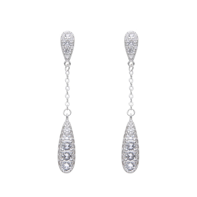 Zarcillos Largos de Gota con Circones en Plata 925