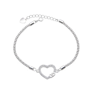 Pulsera Cadena Coreana con  Corazón  en Plata 925