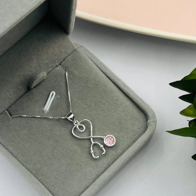 Cadena con Dije de Estetoscopio en Plata 925