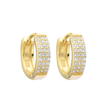 Cargar imagen en el visor de la galería, Argollas Huggies 12mm Modelo Reny en Plata 925 con Baño de Oro

