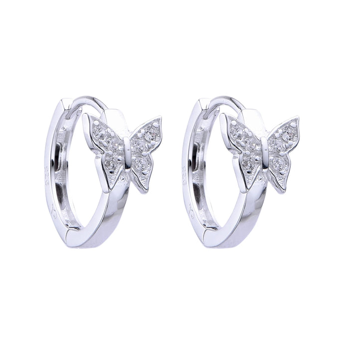 Argollas Huggies de Mariposa 14mm en Plata 925