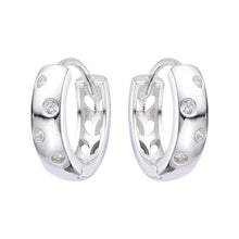 Cargar imagen en el visor de la galería, Argollas Huggies Punto de Luz 14mm en Plata 925
