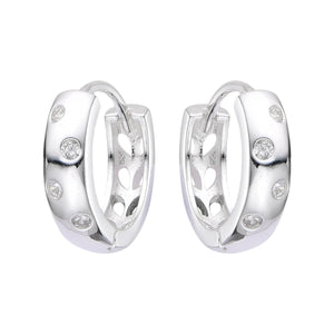 Argollas Huggies Punto de Luz 14mm en Plata 925