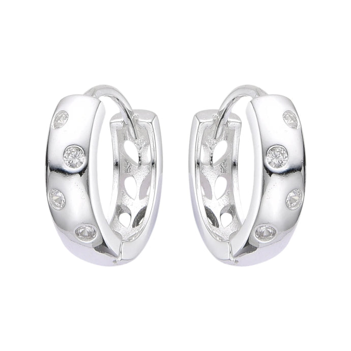 Argollas Huggies Punto de Luz 14mm en Plata 925