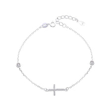 Cargar imagen en el visor de la galería, Pulsera de Dama de Cruz y Punto Luz en Plata 925
