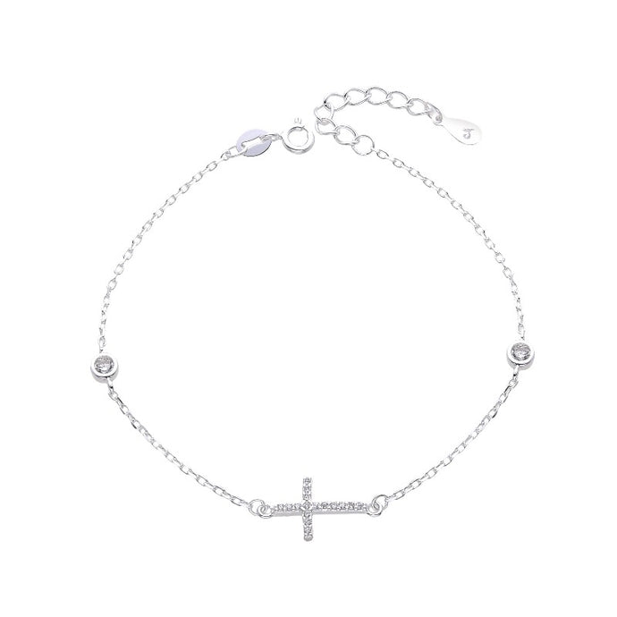 Pulsera de Dama de Cruz y Punto Luz en Plata 925