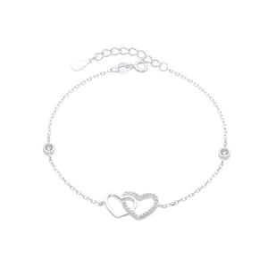 Tobillera con Corazones y Punto Luz en Plata 925