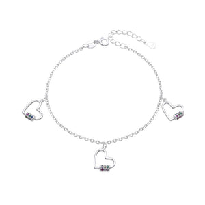 Pulsera con Corazones Colgantes en Plata 925