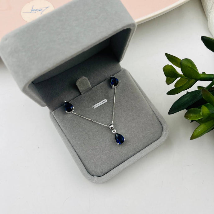 Juego de Gota Azul 6x8mm en Plata 925