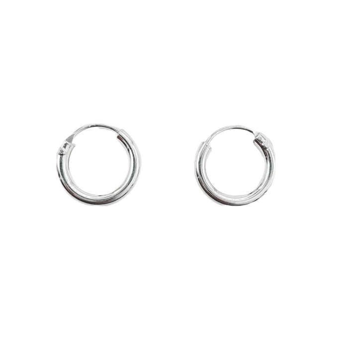 Argollas Lisas Cierre Clásico 12mm (2.0) en Plata 925
