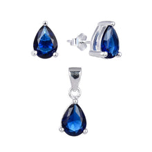 Cargar imagen en el visor de la galería, Juego de Gota Azul 6x8mm en Plata 925
