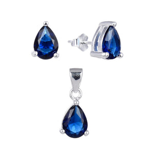 Juego de Gota Azul 6x8mm en Plata 925