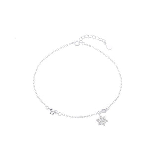 Tobillera con Estrella de David en Plata 925