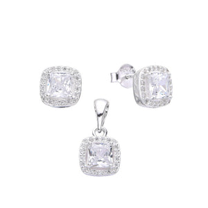Juego Cuadrado Blanco en Plata 925