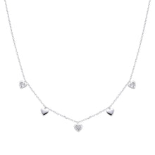 Cargar imagen en el visor de la galería, Gargantilla de Corazones y Punto Luz en Plata 925
