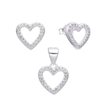 Cargar imagen en el visor de la galería, Juego de Corazón con Circones en Plata 925
