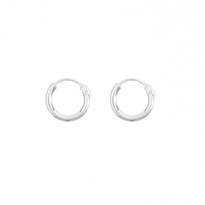 Argollas Lisas Cierre Clásico 12mm (2.5) en Plata 925