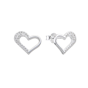 Zarcillos de Silueta de Corazón con Circones en Plata 925