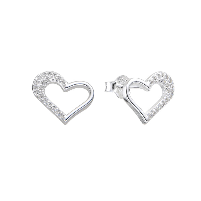 Zarcillos de Silueta de Corazón con Circones en Plata 925