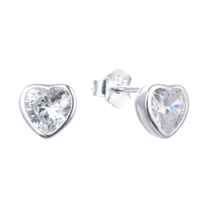 Zarcillos de Corazón 5mm con Punto Luz en Plata 925