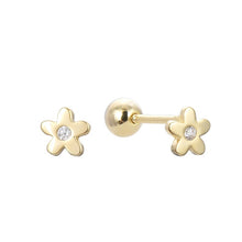 Cargar imagen en el visor de la galería, Zarcillos de Rosca de Mini Flor en Plata 925
