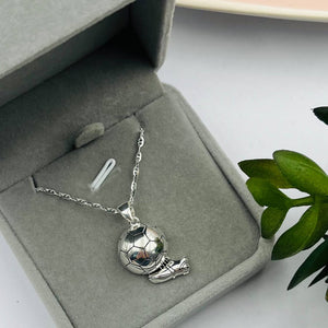 Cadena con Dije de Pelota de Fútbol Unisex en Plata 925