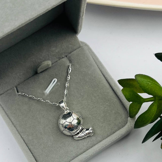 Cadena con Dije de Pelota de Fútbol Unisex en Plata 925