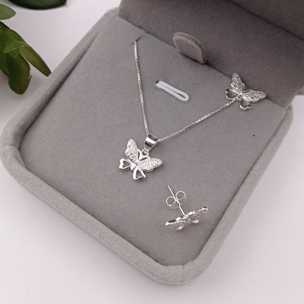 Juego de Mariposa con Circones en Plata 925