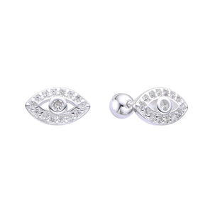 Zarcillos de Rosca de Ojito Turco en Plata 925