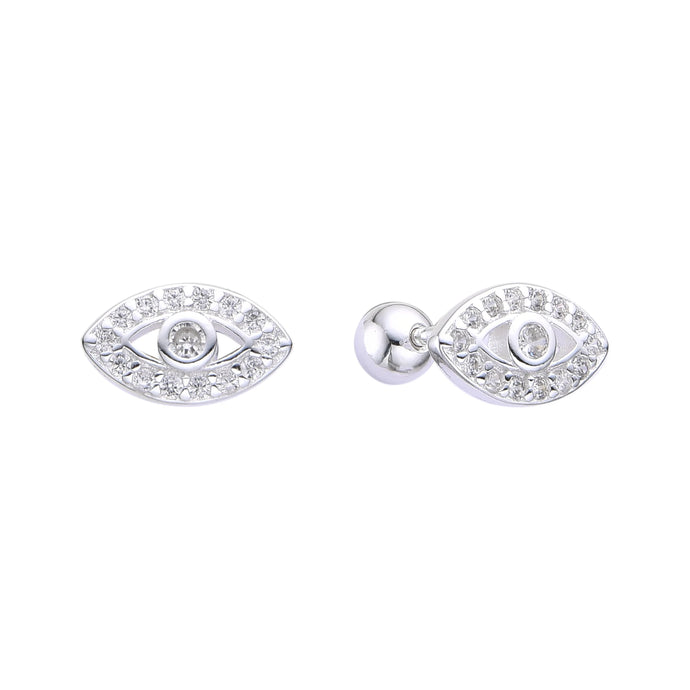 Zarcillos de Rosca de Ojito Turco en Plata 925