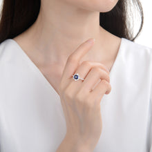 Cargar imagen en el visor de la galería, Anillo de Flor con Circón Azul en Plata 925
