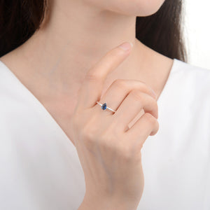 Anillo de Gota Azul en Plata 925