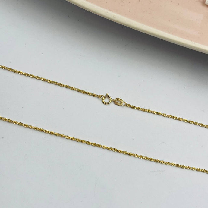 Cadena De Cordón 1mm en Oro 18k