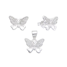 Cargar imagen en el visor de la galería, Juego de Mariposa con Circones en Plata 925
