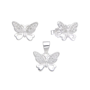 Juego de Mariposa con Circones en Plata 925