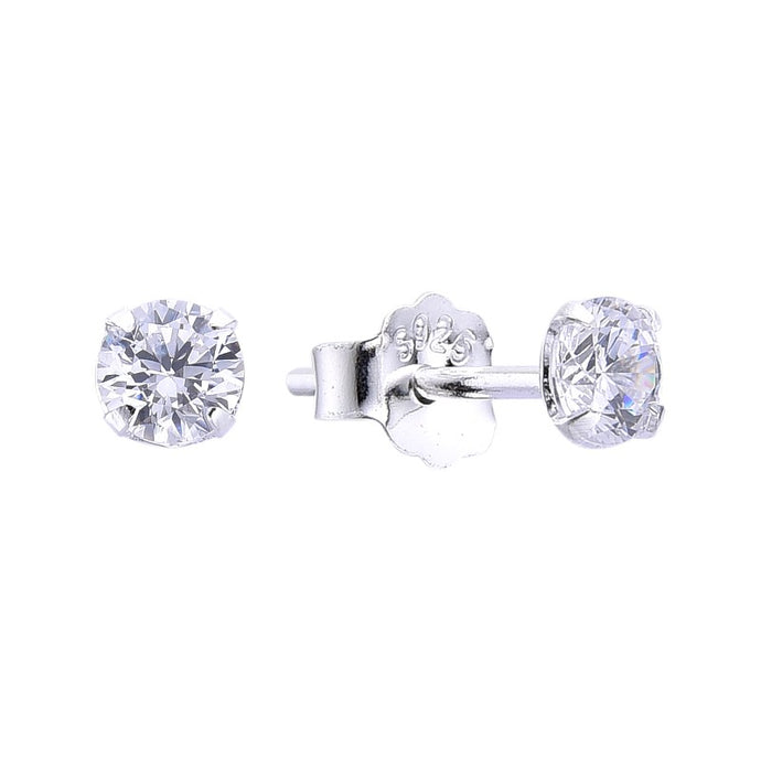 Zarcillos de Circón Redondo 4mm en Plata 925
