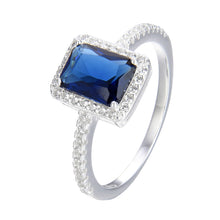 Cargar imagen en el visor de la galería, Anillo Cuadrado con Circón Azul en Plata 925
