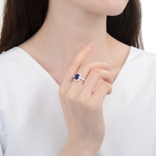 Cargar imagen en el visor de la galería, Anillo Cuadrado con Circón Azul en Plata 925
