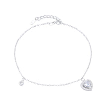 Cargar imagen en el visor de la galería, Tobillera de Corazon y Punto Luz en Plata 925
