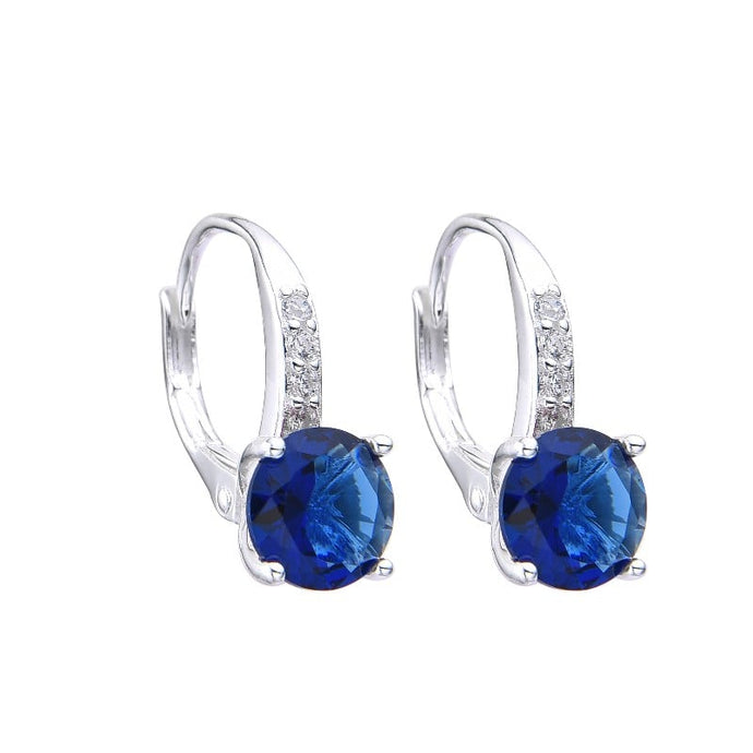 Zarcillos tipo argollas Azules con Circones en Plata 925