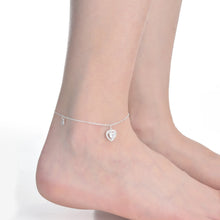 Cargar imagen en el visor de la galería, Tobillera de Corazon y Punto Luz en Plata 925

