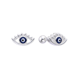 Zarcillos de Rosca de Ojo Turco con Circones en Plata 925